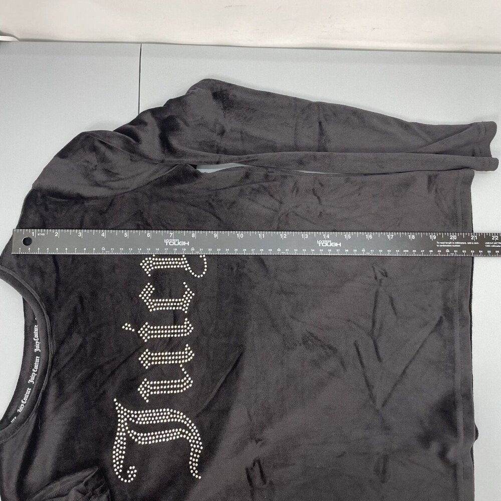 Juicy Couture Pajama Top Sleepwear Rhinestone Bling Logo Velour Black Womens S - Picture 8 of 9